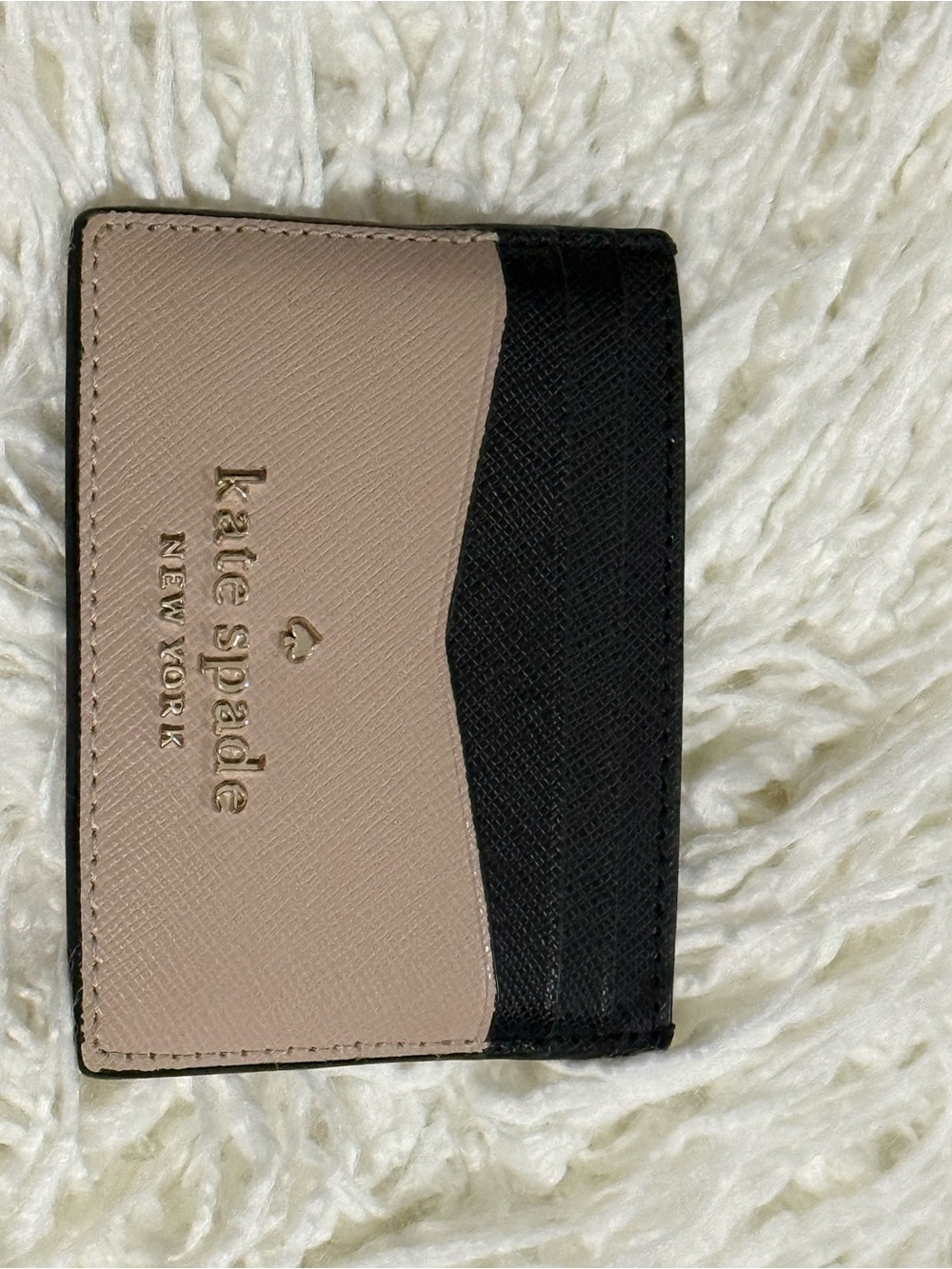 kate spade Two-Tone Black and Nude Leather Card Holder